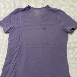 Figs Purple Short Sleeve Scrub Top